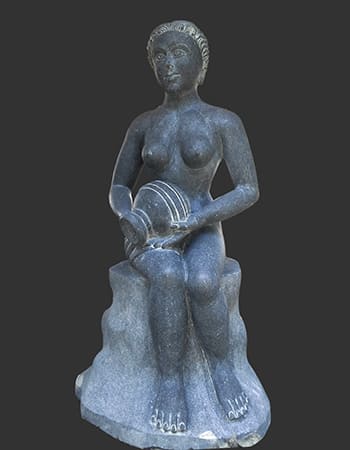 Minimalist abstract stone carving with clean lines and contemporary design elements