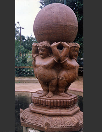 Abstract sculptural form inspired by natural elements with fluid stone carving techniques