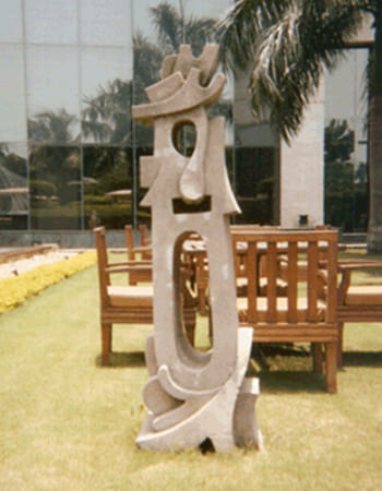 Modern abstract artwork featuring geometric patterns and refined stone finishing