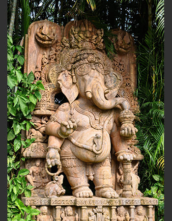 Hotel interior stone artwork combining modern aesthetics with traditional Odia craftsmanship