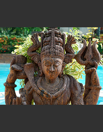 Corporate entrance stone sculpture featuring symbolic elements representing unity and strength