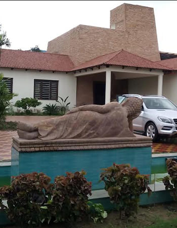 Hotel interior stone artwork combining modern aesthetics with traditional Odia craftsmanship