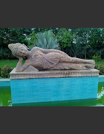 Corporate entrance stone sculpture featuring symbolic elements representing unity and strength