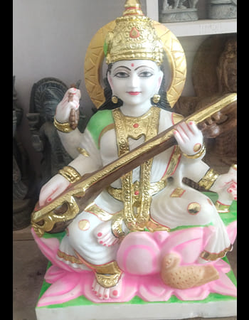 Ornamental marble decorative bowl with carved rim patterns and polished finish for temple offerings